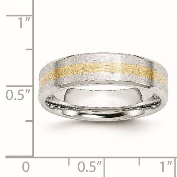 Chisel Cobalt 14k Gold Inlay Satin & Polished 6mm Band
